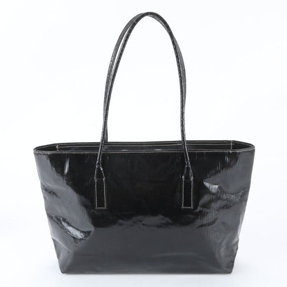 Prada Triangle Logo Leather Tote Shoulder Hand Black — view 3