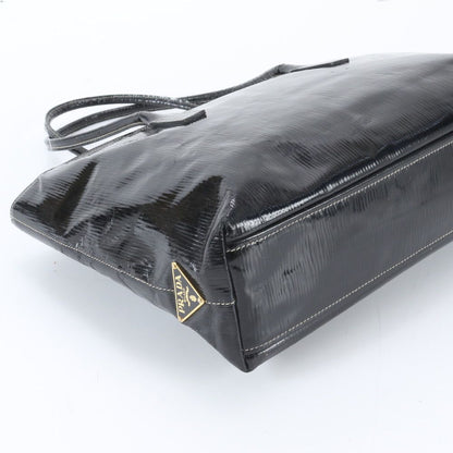 Prada Triangle Logo Leather Tote Shoulder Hand Black — view 5