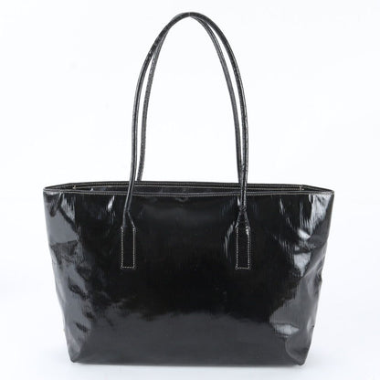 Prada Triangle Logo Leather Tote Shoulder Hand Black
