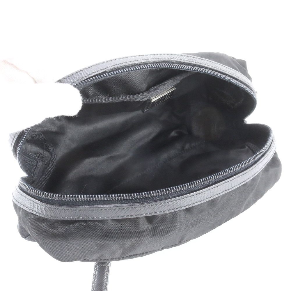 Prada Tessuto Nylon Saffiano Leather Pouch Mini Clutch — view 6