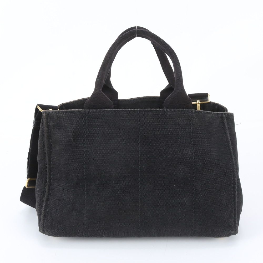 Prada Canapa 2-Way Handbag Crossbody Tote Shoulder Leather Black — view 3