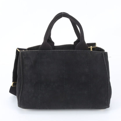 Prada Canapa 2-Way Handbag Crossbody Tote Shoulder Leather Black — view 3
