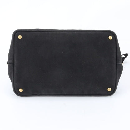 Prada Canapa 2-Way Handbag Crossbody Tote Shoulder Leather Black — view 5