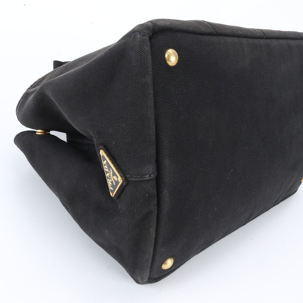 Prada Canapa 2-Way Handbag Crossbody Tote Shoulder Leather Black — view 6