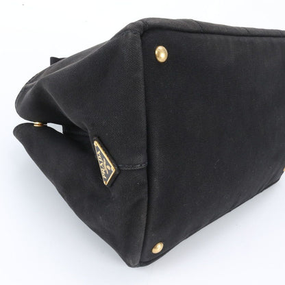 Prada Canapa 2-Way Handbag Crossbody Tote Shoulder Leather Black — view 6