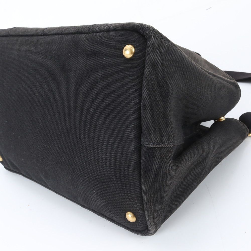 Prada Canapa 2-Way Handbag Crossbody Tote Shoulder Leather Black — view 4