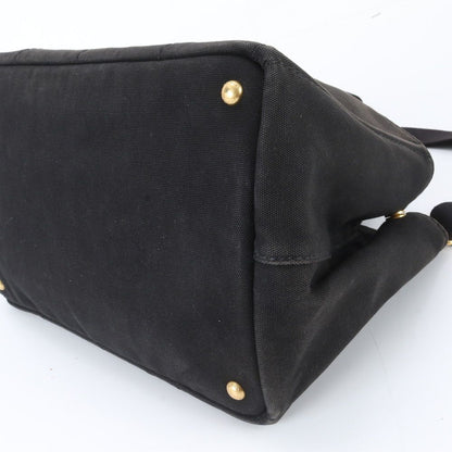 Prada Canapa 2-Way Handbag Crossbody Tote Shoulder Leather Black — view 4