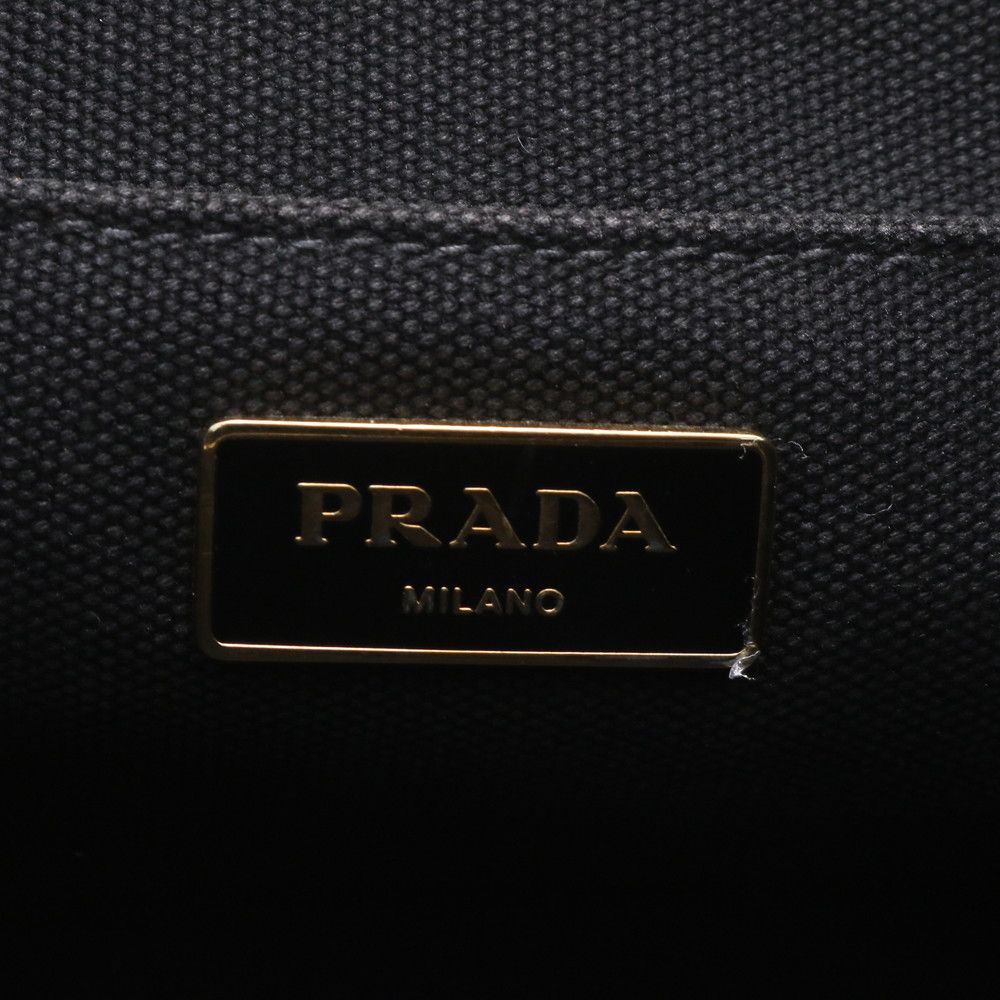 Prada Canapa 2-Way Handbag Crossbody Tote Shoulder Leather Black — view 8