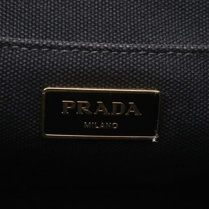 Prada Canapa 2-Way Handbag Crossbody Tote Shoulder Leather Black — view 8