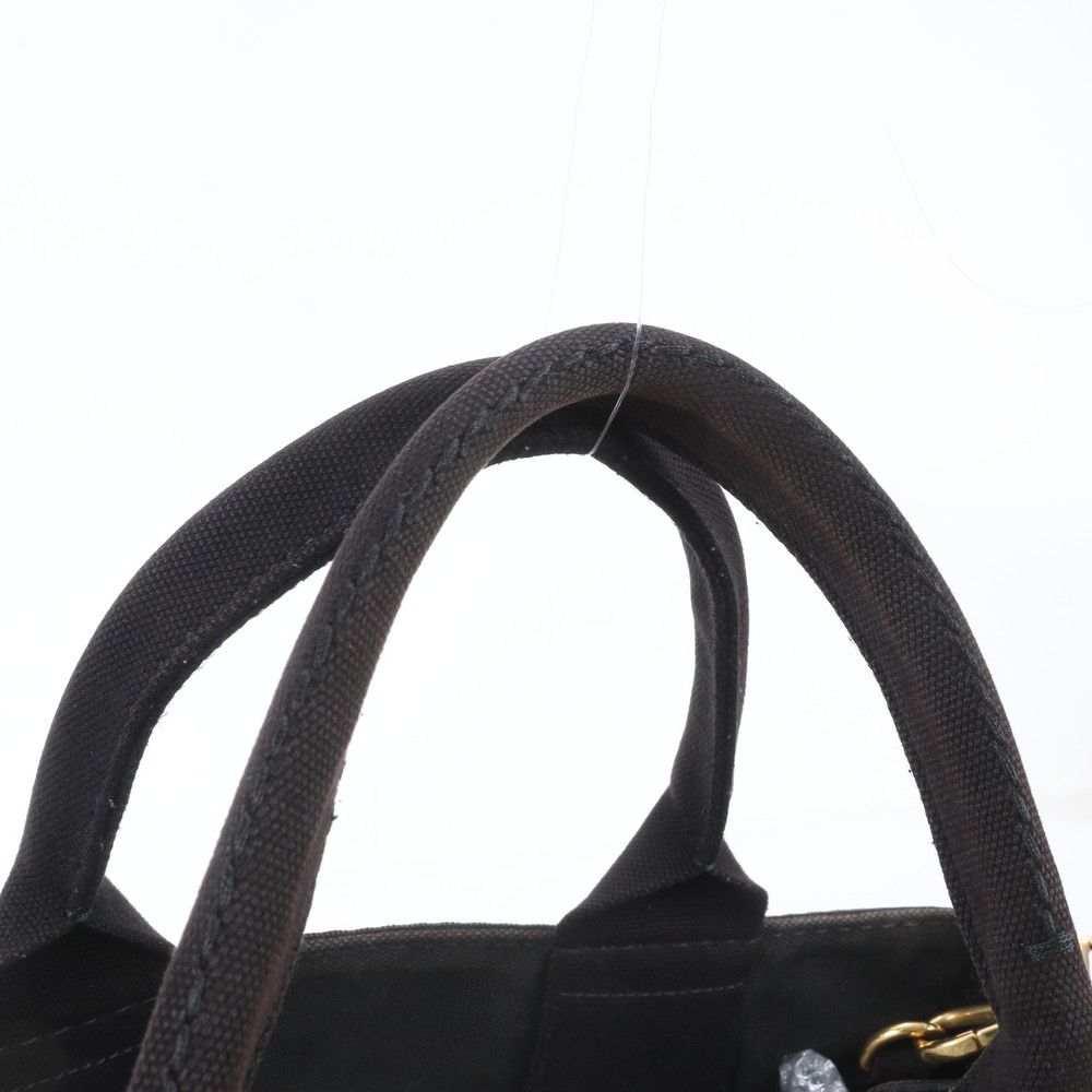 Prada Canapa 2-Way Handbag Crossbody Tote Shoulder Leather Black — view 2