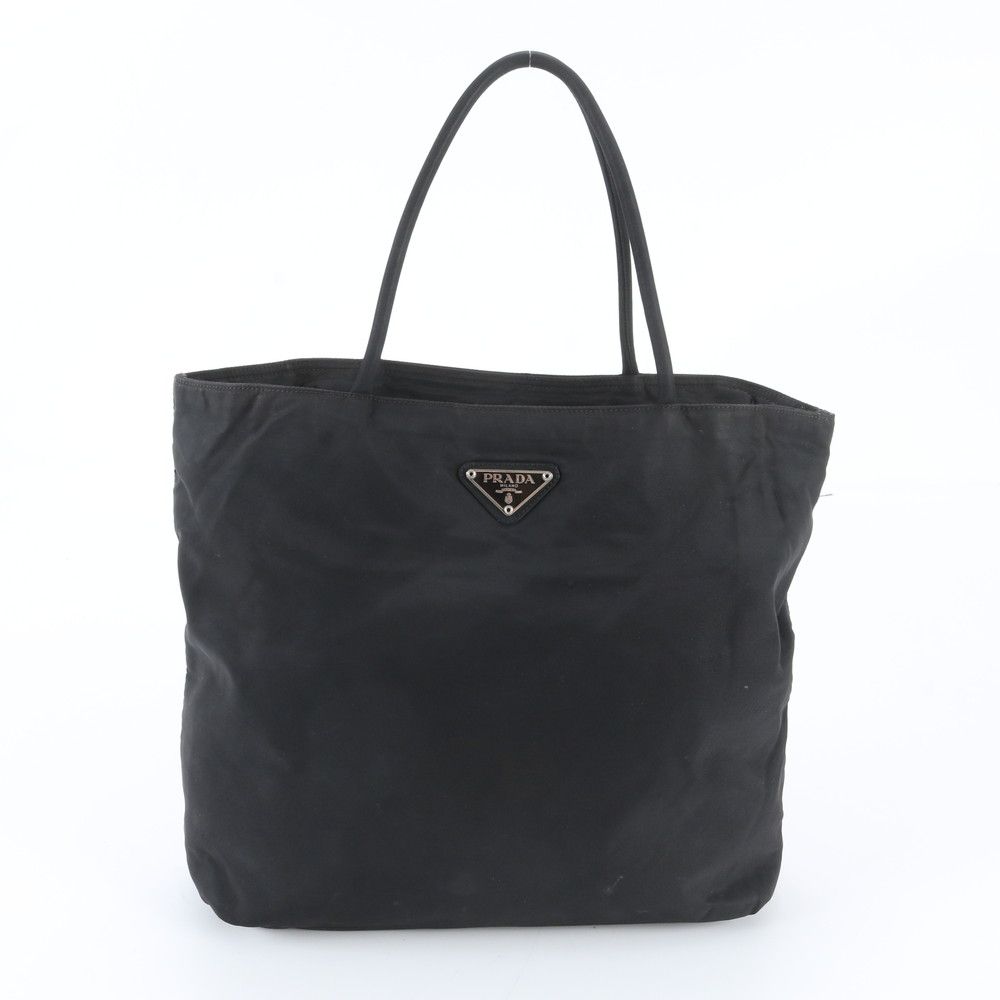 Prada Tessuto Nylon Triangle Logo Tote Shoulder Hand Black