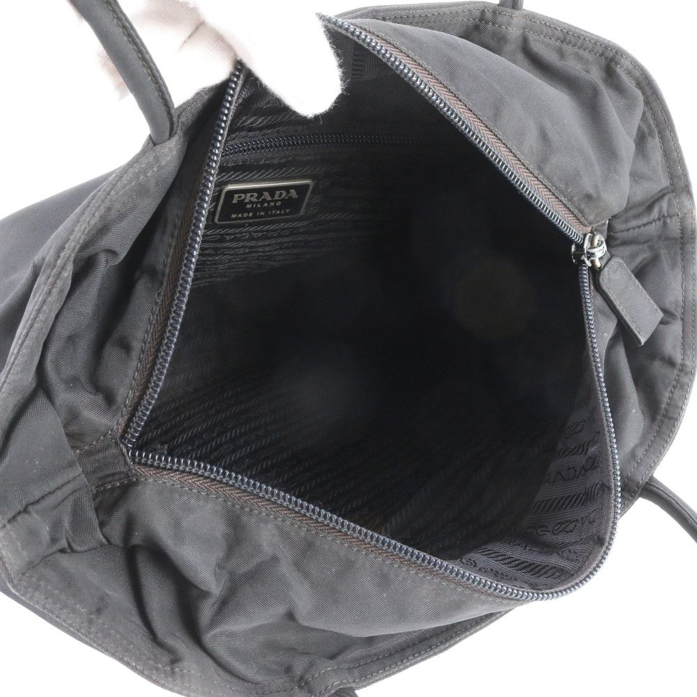 Prada Tessuto Nylon Triangle Logo Tote Shoulder Hand Black — view 7