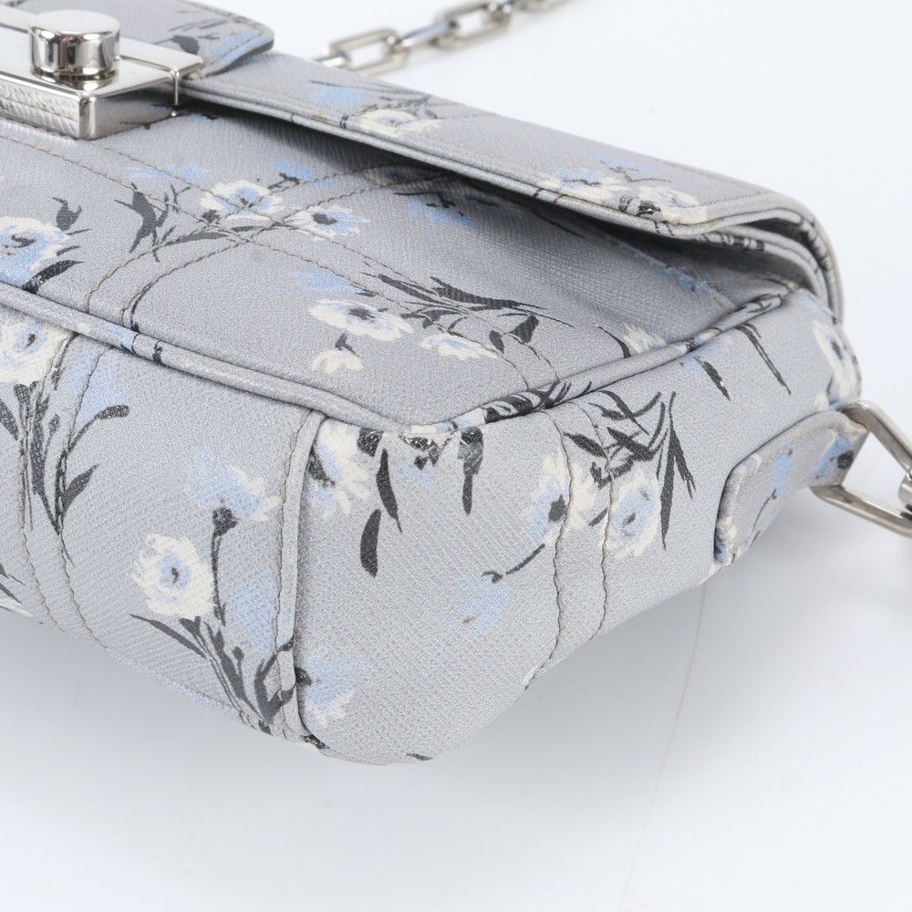 Prada Saffiano Soft Flower Print Chain Shoulder Bag — view 4