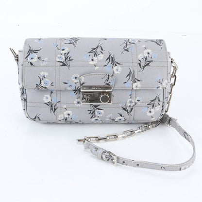 Prada Saffiano Soft Flower Print Chain Shoulder Bag