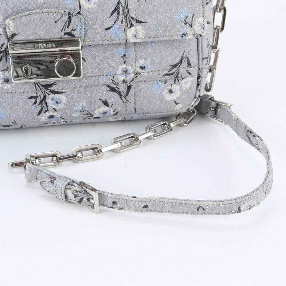 Prada Saffiano Soft Flower Print Chain Shoulder Bag — view 2