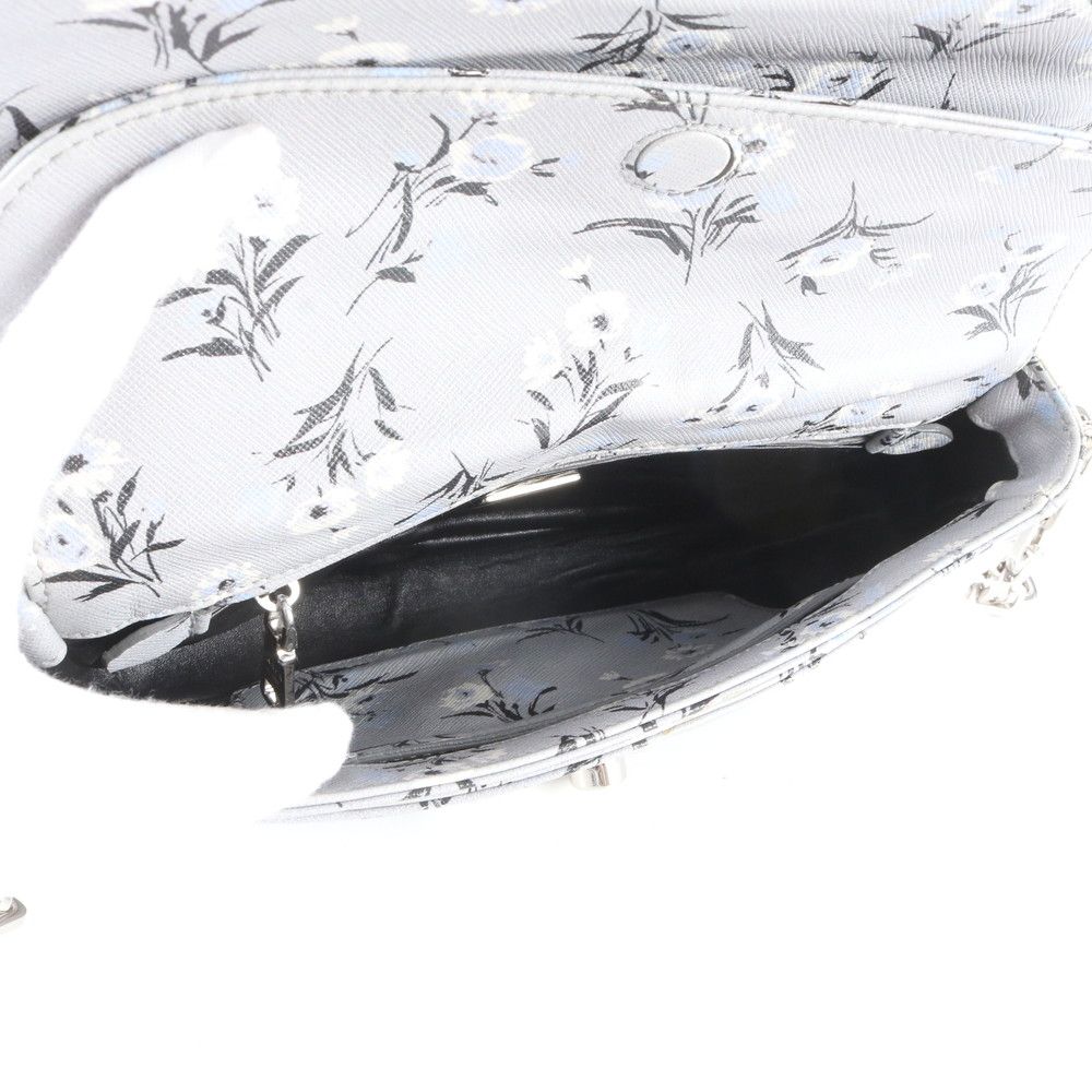Prada Saffiano Soft Flower Print Chain Shoulder Bag — view 7