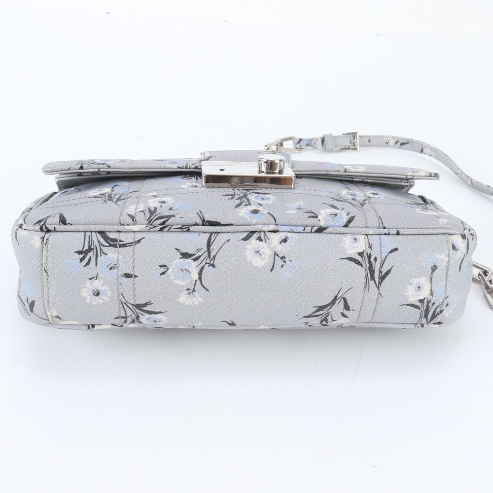Prada Saffiano Soft Flower Print Chain Shoulder Bag — view 5