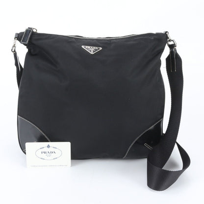 Prada Tessuto Nylon Leather Shoulder Bag Crossbody Black