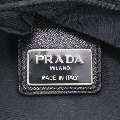 Prada Tessuto Nylon Triangle Logo Leather Backpack Black — view 8