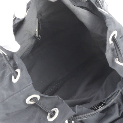 Prada Tessuto Nylon Triangle Logo Leather Backpack Black — view 7