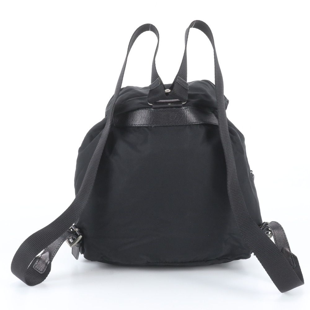 Prada Tessuto Nylon Triangle Logo Leather Backpack Black — view 3