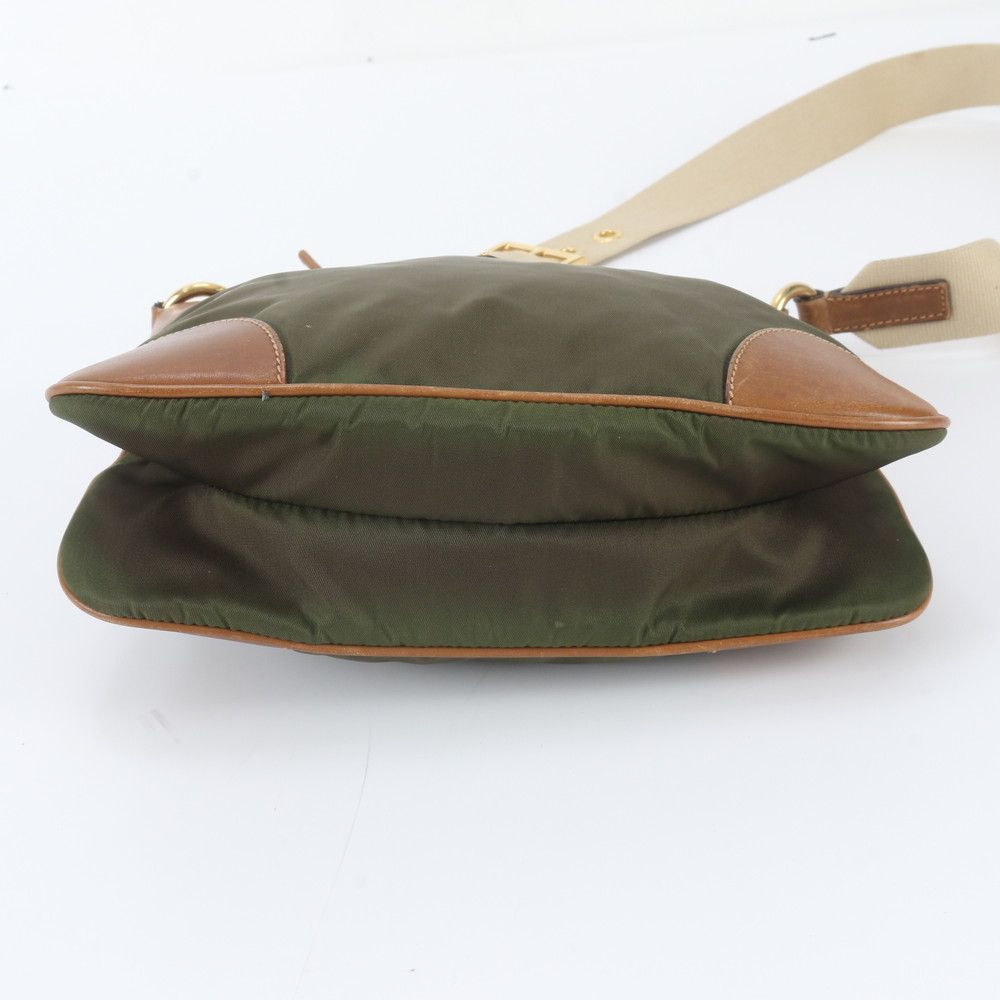 Prada Tessuto Nylon Triangle Logo Leather Shoulder Bag Crossbody Messenger — view 5