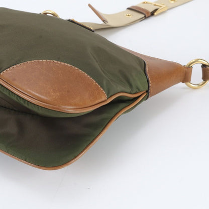 Prada Tessuto Nylon Triangle Logo Leather Shoulder Bag Crossbody Messenger — view 4