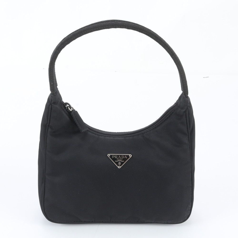 Prada Tessuto Nylon Triangle Logo Handbag Black Brands