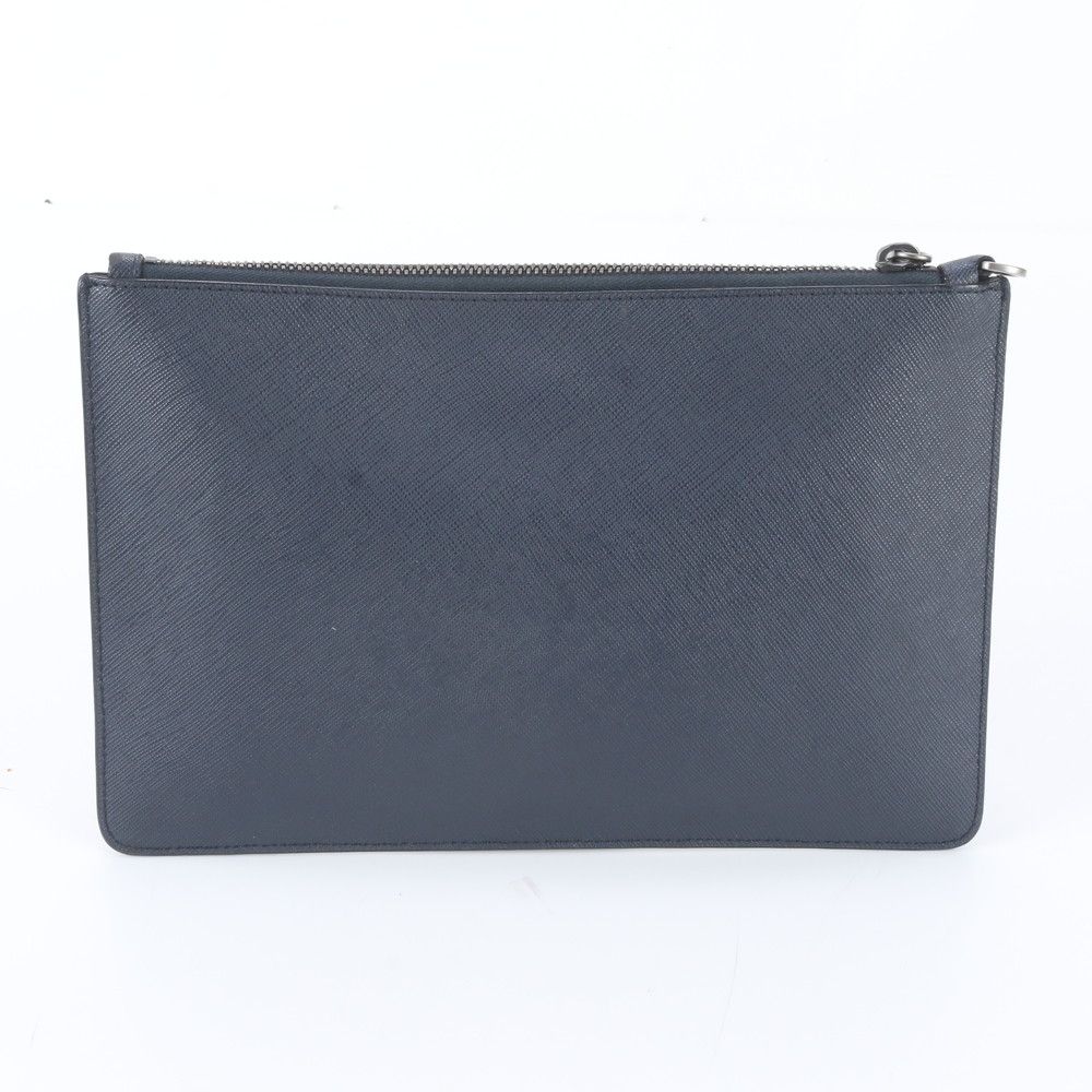 Prada Saffiano Leather Clutch Pouch Navy — view 2