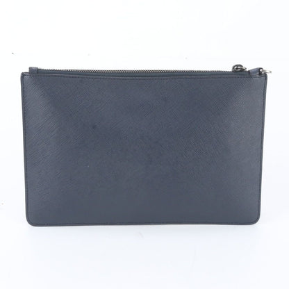 Prada Saffiano Leather Clutch Pouch Navy — view 2