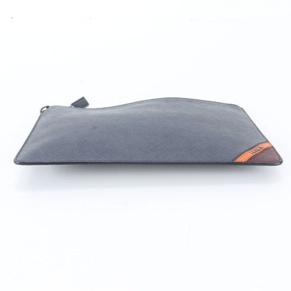 Prada Saffiano Leather Clutch Pouch Navy — view 4