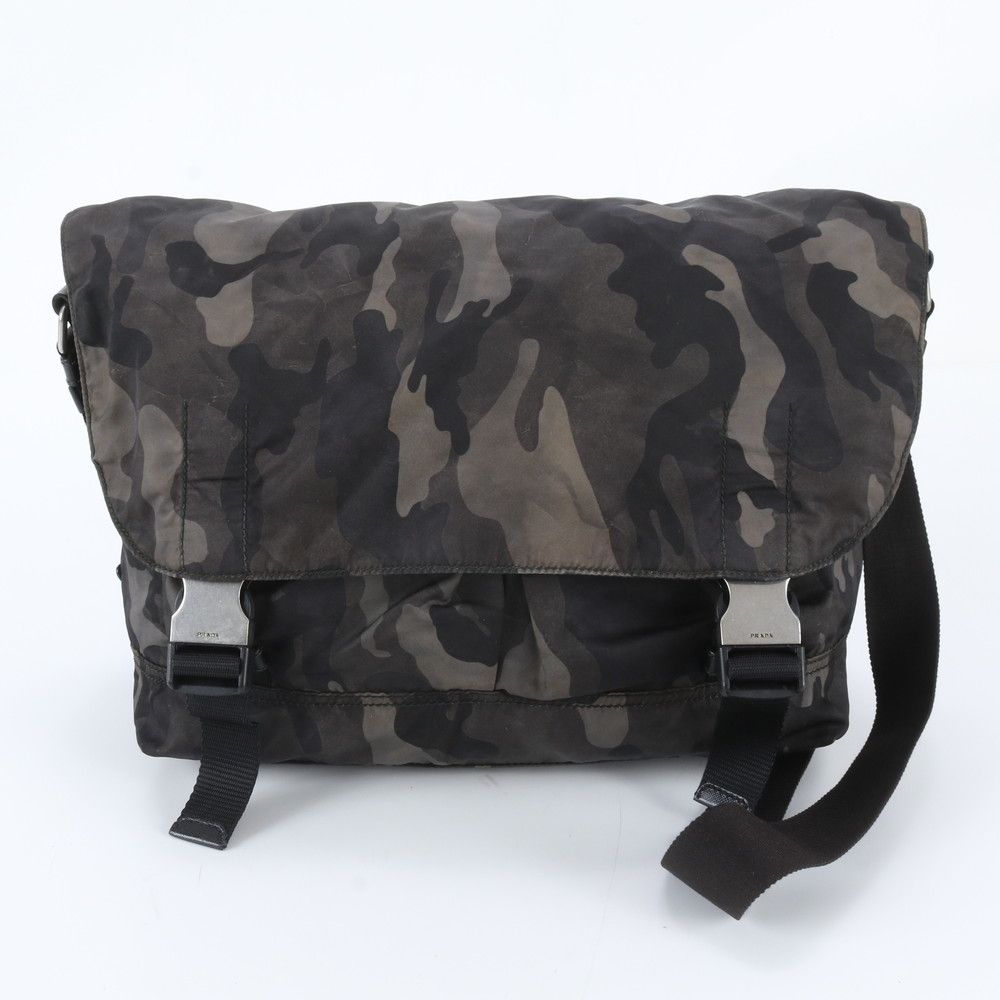 Prada Tessuto Nylon Camouflage Leather Shoulder Bag Crossbody Messenger