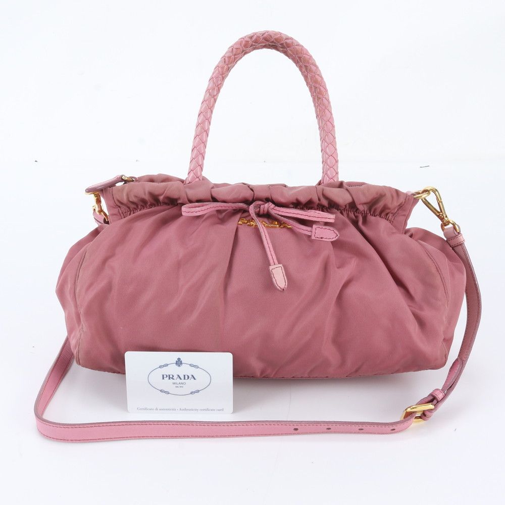 Prada Tessuto Nylon Leather 2-Way Shoulder Bag