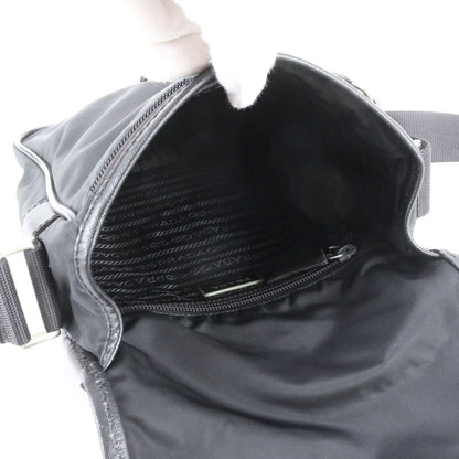 Prada Tessuto Nylon Saffiano Leather Shoulder Bag Crossbody Messenger Black — view 7