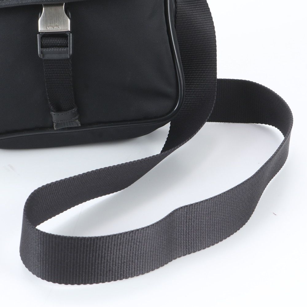 Prada Tessuto Nylon Saffiano Leather Shoulder Bag Crossbody Messenger Black — view 2
