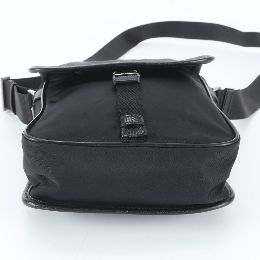 Prada Tessuto Nylon Saffiano Leather Shoulder Bag Crossbody Messenger Black — view 5