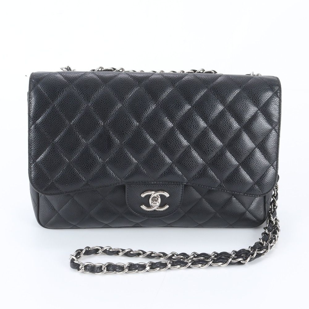 Chanel Big Quilted Caviar Leather 2-Way Shoulder Bag