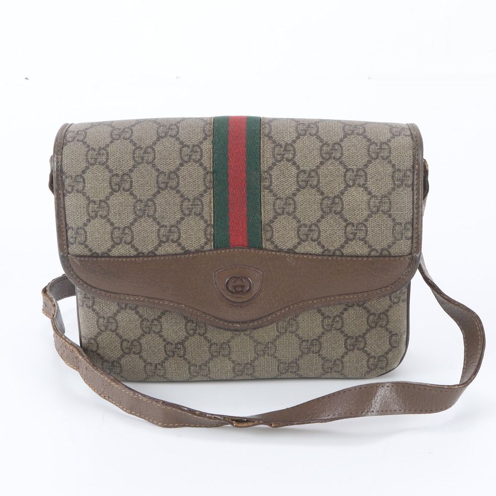 Gucci Vintage GG Supreme Sherry Line Leather Shoulder Bag