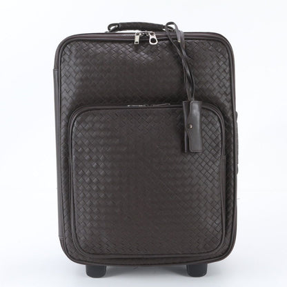 Bottega Veneta Intrecciato Leather Suitcase Carry Case Bag Brown — view 4