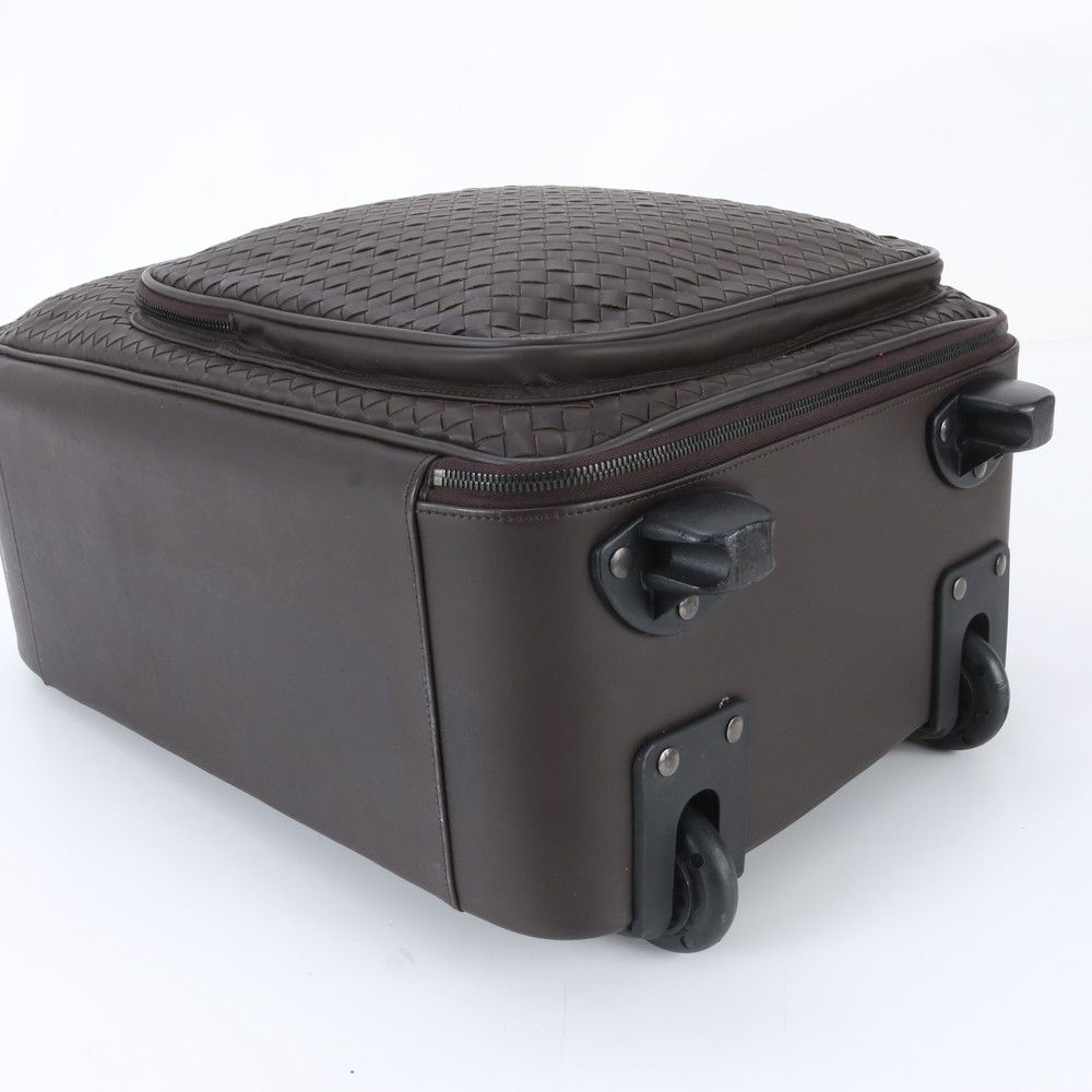Bottega Veneta Intrecciato Leather Suitcase Carry Case Bag Brown — view 7