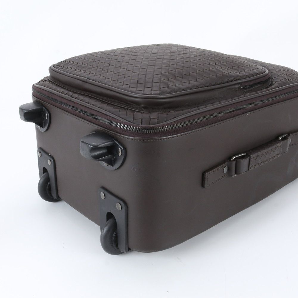 Bottega Veneta Intrecciato Leather Suitcase Carry Case Bag Brown — view 6