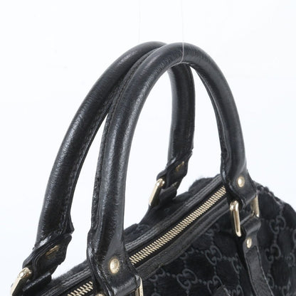 Gucci GG Canvas Calf Hair Mini Boston Leather Handbag Tote Black — view 2