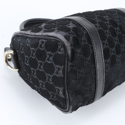 Gucci GG Canvas Calf Hair Mini Boston Leather Handbag Tote Black — view 6