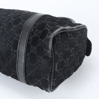 Gucci GG Canvas Calf Hair Mini Boston Leather Handbag Tote Black — view 4