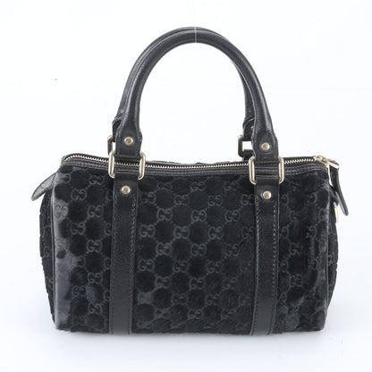 Gucci GG Canvas Calf Hair Mini Boston Leather Handbag Tote Black — view 3