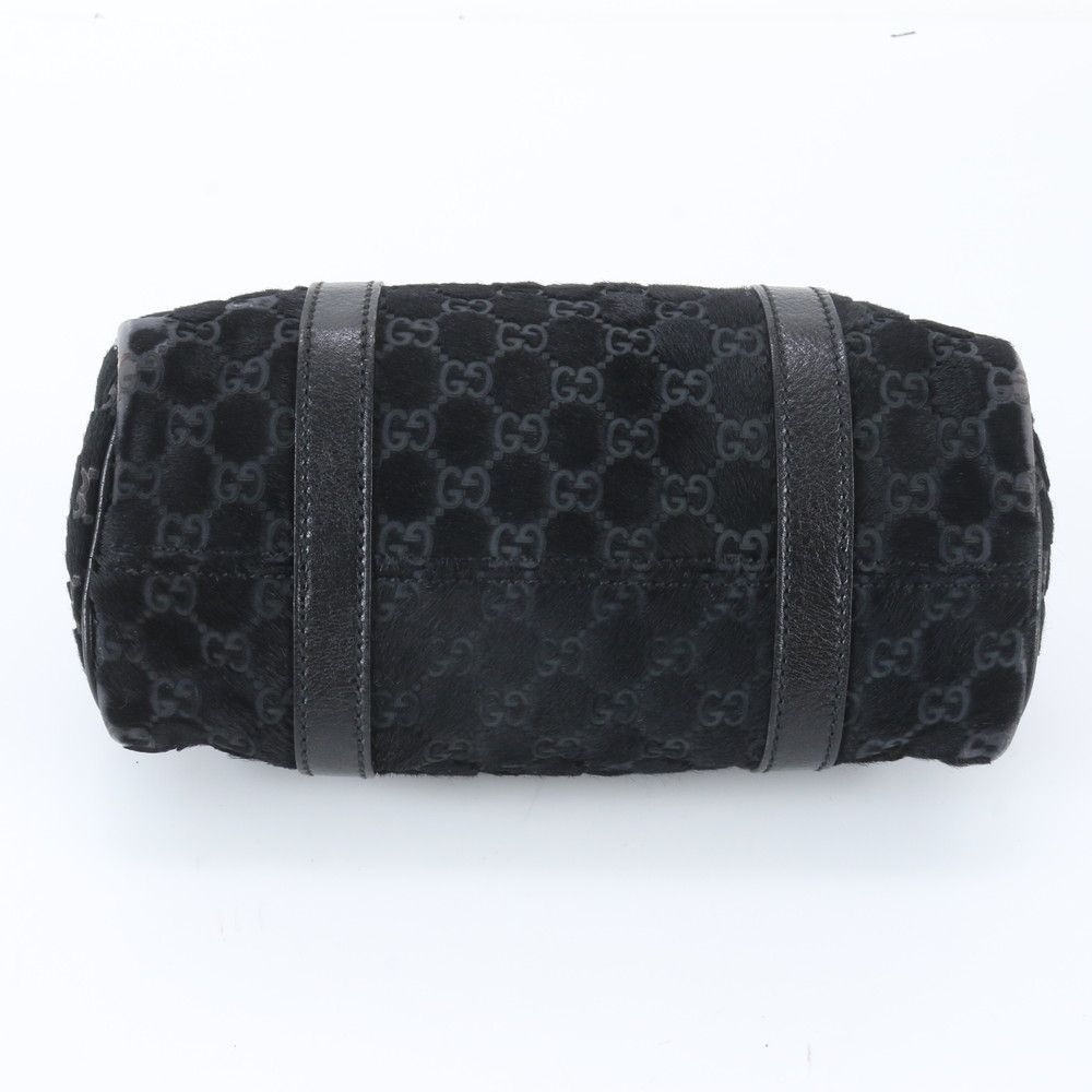 Gucci GG Canvas Calf Hair Mini Boston Leather Handbag Tote Black — view 5