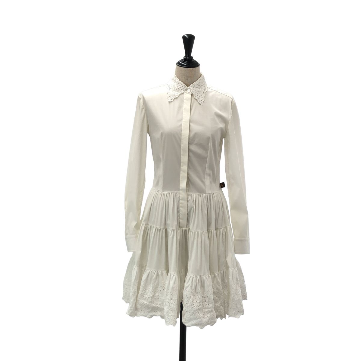 Louis Vuitton Cotton Scallop Lace Diard Shirt Dress White 34