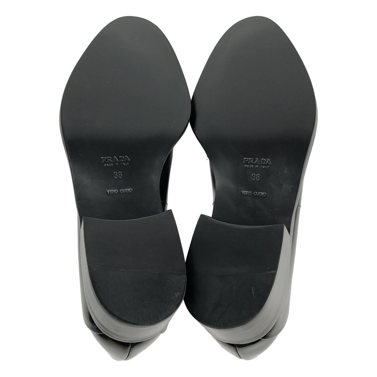 Prada Calzature Donna Leather Pointed Toe Loafers Black — view 5