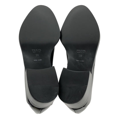 Prada Calzature Donna Leather Pointed Toe Loafers Black — view 5