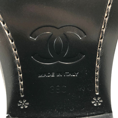 Chanel CC Logo Leather Boots 38C Black — view 6